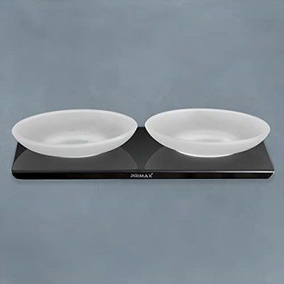 Primax Stainless Steel Double Soap Dish/Holder/Stand/Tray for Bathroom and Kitchen Bathroom Accessories - Wall Mount (Black-Chrome)