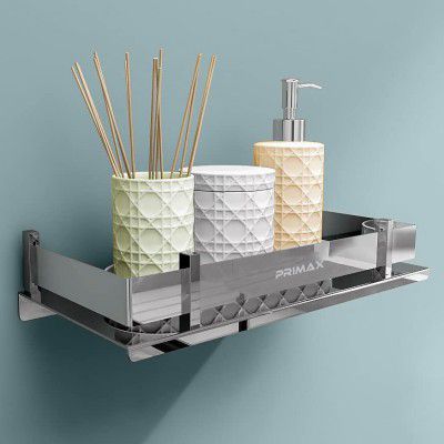 Primax Stainless Steel Nickel, Chrome Bathroom Shelf Accessories (Silver, 12 X 5 Inches)