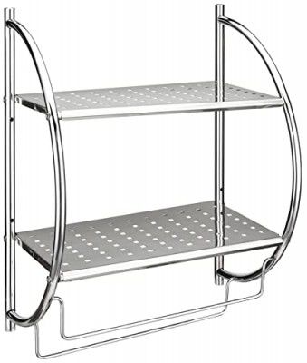 Primax Stainless Steel Wall Mount 2 Tier Bathroom Shelf/Double Towel Rack for Bathroom/Towel Stand/Bathroom Accessories (Chrome-Silver)