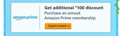 Prime Day Offer: Extra ₹100 Cashback on Prime Membership