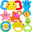 Prime Deals Colourful Non Toxic BPA-Free Rattles and Teether for Babies Set of 8 Attractive Rattle for New Born and Infants (Set of 7)...