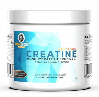 PRIME MUSCLE NUTRITIONS Creatine Monohydrate Powder 83 Servings(Fruit Punch,250 grams) 