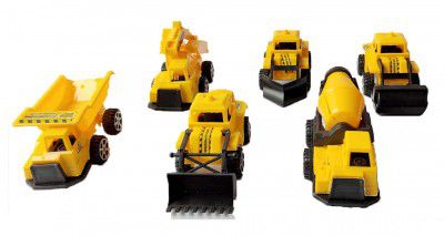 PRIMEFAIR Construction Trucks Vehicle Engineering Toy for 3 Years Toddlers,High Speed Friction Excavator Sample Car Toy for Boys & Girls Kids Birthday Return Gifts (Yellow, Pack of 6)
