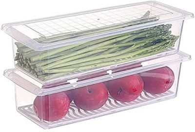 Primelife 2 Pcs Plastic Storage Boxes fridge organizers box - Transparent (Fish Basket)(2)