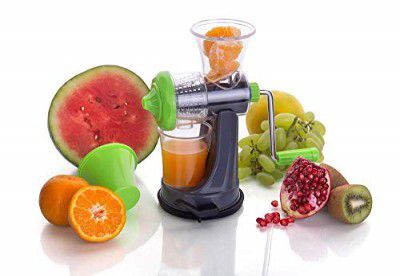 Primelife Manual Plastic Fruits & Vegetable Juicer with Easy to Turn Steel Handle - Multicolor (Mini Juicer Pro)