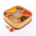 Primelife Plastic Square 7 Sections Multipurpose Masala Rangoli Dabba Box Set, Spice Box Set - Brown (Masala Box - 7 in 1)...
