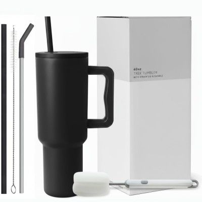 PRIMESAGE® Tumbler with Straw Sipper Water Bottle | 1200ml Black