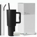 PRIMESAGE® Tumbler with Straw Sipper Water Bottle | 1200ml Black...