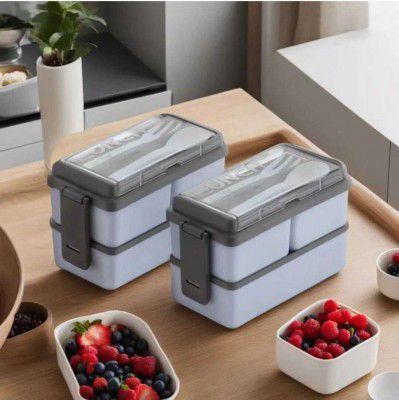 Primium Qulity 3 Compartment Office,School And Collage Lunch Box 6 Containers Lunch Box (1500 ml)