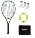 Prince Tennis Racket -Tour 100 P 26,Prince-Stage 2-Orange-Std Tennis Ball 1 DOZ with Wristband BK/Goand Prince Crew White Socks...