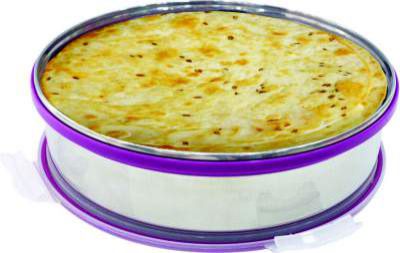 Princeware Dura Click Stainless Steel Khakhra Box with Lid, 2 litres, Silver