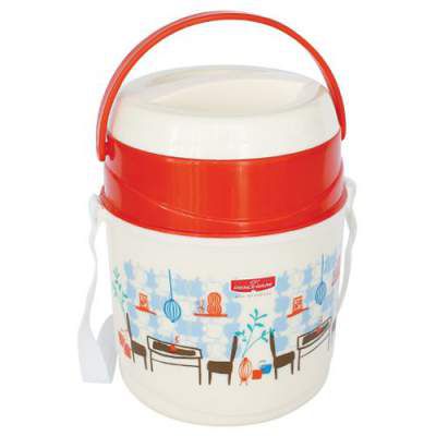 Princeware Orbit Stainless Steel Lunch Box Insulated - 3 Deck, Orange, 3 pcs