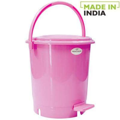 Princeware Pedal Plastic Dustbin / Garbage Bin - Small, Round, Pink, 12 L