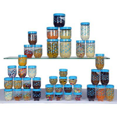 Princeware Plastic Stack N Lock 41 Pieces Interlock Container Set, Blue, 750 ml
