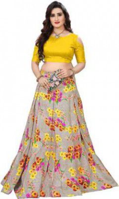Printed Semi Stitched Lehenga Choli (Multicolor)