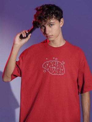 PRINTWEAR  Men Graphic Print Round Neck Organic Cotton Red T-Shirt