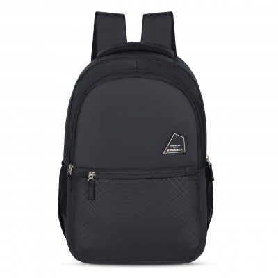 Priority 19 Inch Durable PU College Backpack For Boys & Girls | Casual Backpack For Unisex (Large | Black)