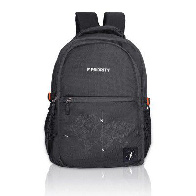 Priority 20 Inch PU College Backpack For Boys & Girls | Office Backpack For Men & Women | Casual Backpack For Unisex (Large | Black)
