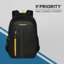 Priority 35 Liters Black Polyester Stylish College Bag | With Waterproof Rain & Dust Cover | Backpack...