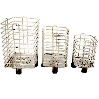 Prisha India Craft Stainless Steel Spoon Stand/Cutlery Holder Stand 3 pc Combo Set (Square)
