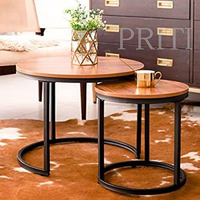 Priti Coffee Table Set: Nesting Side Tables Chipboard Tops