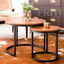Priti Coffee Table Set: Nesting Side Tables Chipboard Tops...