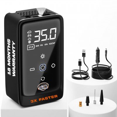 PRIVON Portable Tyre Inflator for Car and Bike, Cycle | 4500mAh Cordless & 12V Car Socket Air Pump (Tez 1.0)