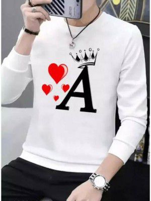 Priya Enterprises  Men Printed Round Neck Polyester White T-Shirt