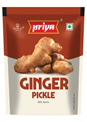 Priya Ginger Pickle with Garlic, - Homemade Adrak Achar - Traditional South Indian Taste-40g Pouch (Pack of 10)