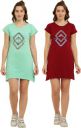 Priya Point Pack of 2 Women Printed Round Neck Cotton Blend Multicolor T-Shirt...