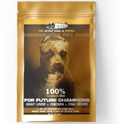 Pro Breed Dehydrated Puppy Food Dehydrated Dog Food Complete Diet - Goat Liver + Chicken + Fish (1kg = More Than 3kgs of Actual Food) (200GM)