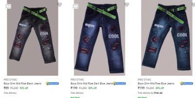 Pro Ethic Kids Jeans starts ₹89