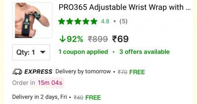 PRO365 Adjustable Wrist Wrap with Thumb Loop Strap for Weightlifting & Fitness Wrist Support