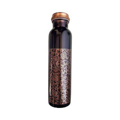 Product image Saurabh Industries Metal Pure Copper Water Bottle For Gifiting No Joint 1 Liter| Water Bottle | Copper Bottle | Gift Set | Office Use| Sports| Daily Use. (DESIGN-02)