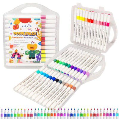 Professional Acrylic Paint Markers Set, 36 Vibrant Colours