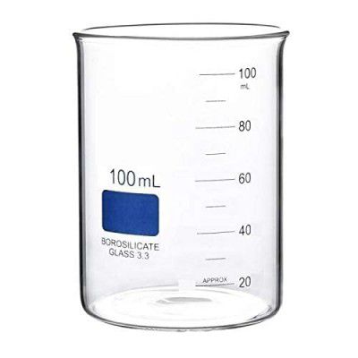 Professional labware Borosilicate Glass Beaker, with graduation marks, without spout, 100 ml