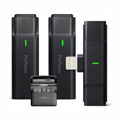 ProFocus Wireless Microphone with Dual Tx & Charging Case for iPhone iPad (Model-EP003A)