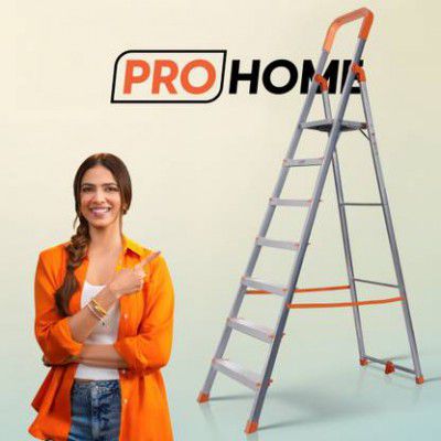 ProHome 7 Steps Ladder with Anti Slip Shoes Aluminium Ladder 