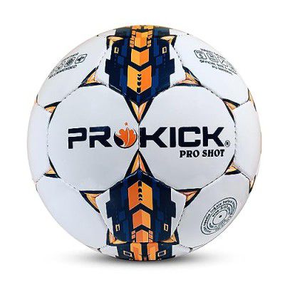 Prokick Pro Shot Hand Stitched 32-Panel PU Football, Size 5 (White/Navy/Orange)