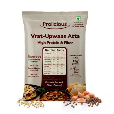 Prolicious Vrat-Upwaas Atta | Upgrade Your Fasting Meals | 13g Protein + 7g Fibre | 450g