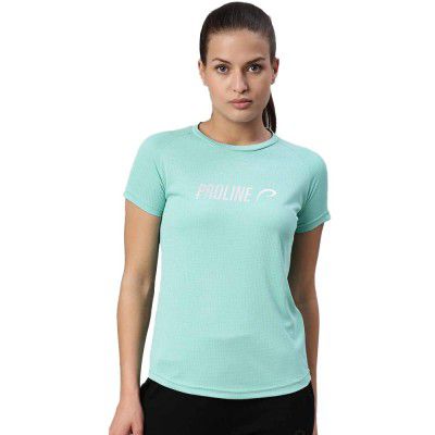 Proline Polyester Round Neck Womens T-Shirt (Blue, Medium)