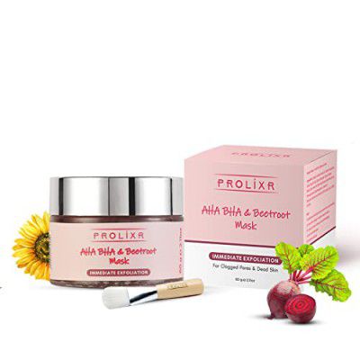 Prolixr AHA BHA & Beetroot Exfoliating Face Mask | Brightens Skin | Pore Cleansing | Men & Women - 60g