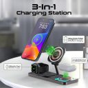 Promate Transparent Docking Station, MagSafe Desk Charger with 15W Qi Foldable Charging Stand, Apple Watch Charger, Charge Protection, RGB Lights, and Durably Made, AuraSlate-Trio,2 Years Warranty...