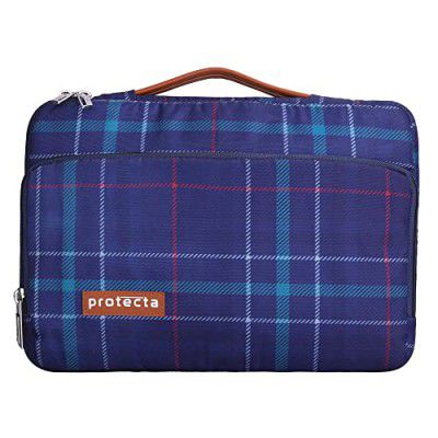 Protecta Oscar 360? Protection Waterproof 14 Inch Laptop Bag for Men & Women Ideal for Office & College with Soft Interiors & Retractable Handle - (Plaid Print)