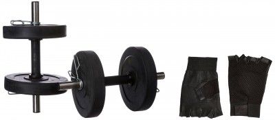 Protoner Adjustable Rubber Dumbbell Set with gloves (8 kg)