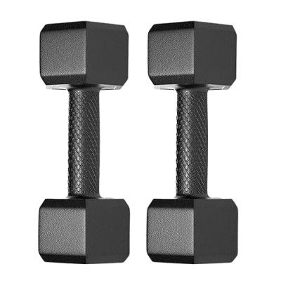 Protoner Pair of 1 kg Each PVC Dumbbells Set Hex, Black