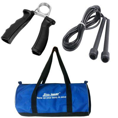 Protoner PROGYMESSENTIAL Skipping Rope, Hand Grip and Gym Bag