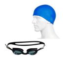 Protoner Swimming set combo with goggles, cap, nose & ear plugs (Black Blue)...