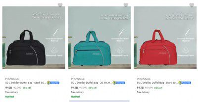 Provogue 50 L Strolley Duffel Bag @ ₹428 on Flipkart