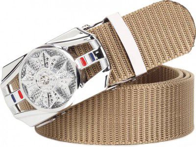 PROVOGUE  Men Casual Beige Nylon Belt